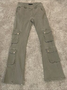 Forever 21 Olive Green Cargo Flare Jeans